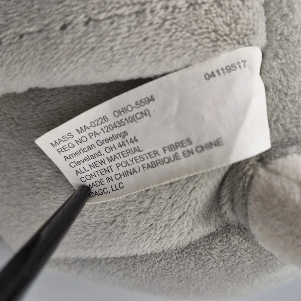 American Greetings Gray Cat Cube Plush Stuffed Animal Square Kitten Toy White